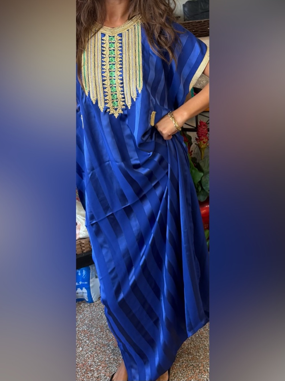 Royal blue Moroccan gandoura